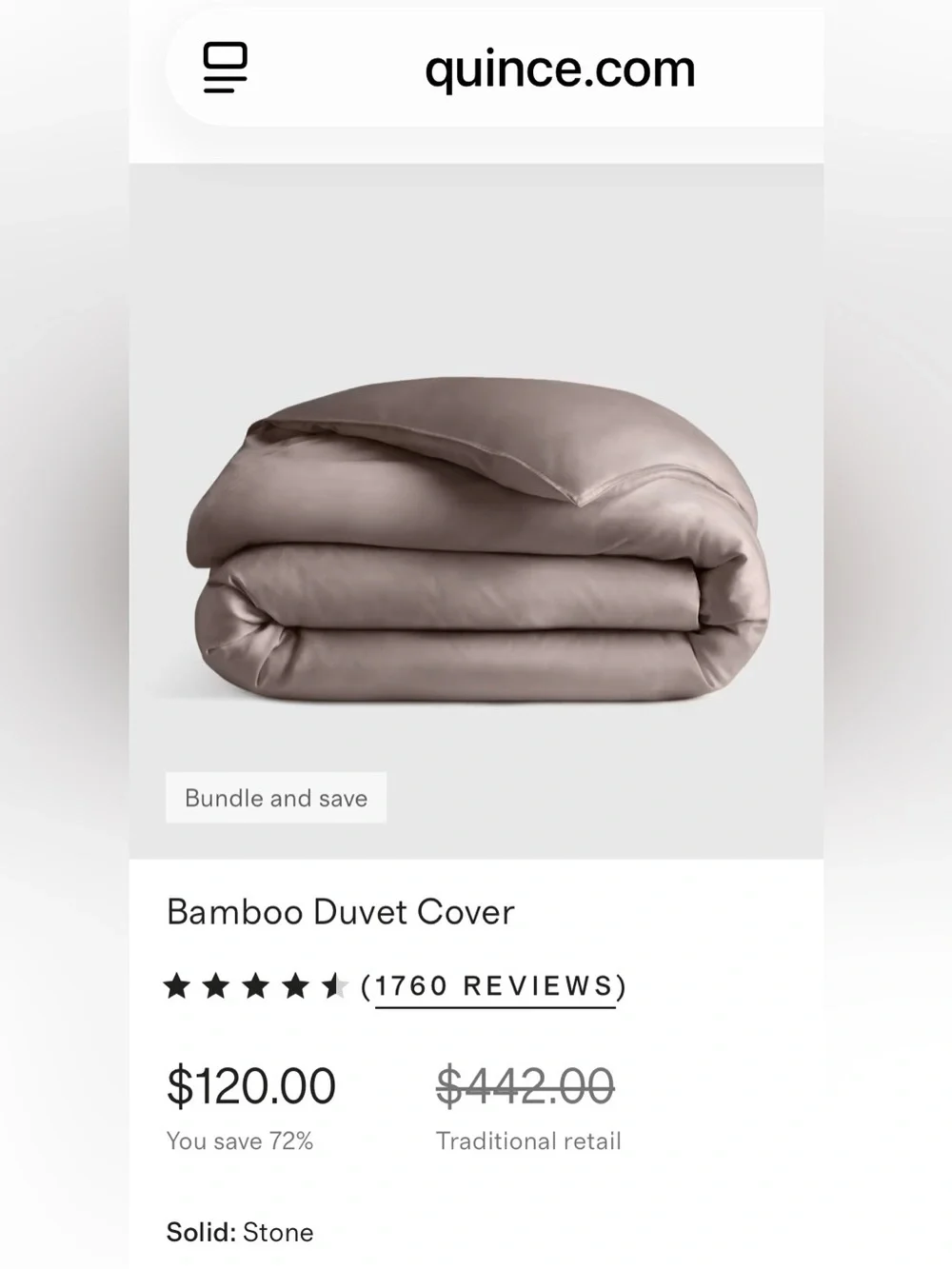 Quince Bamboo 1 Piece Duvet Cover, Full/Queen